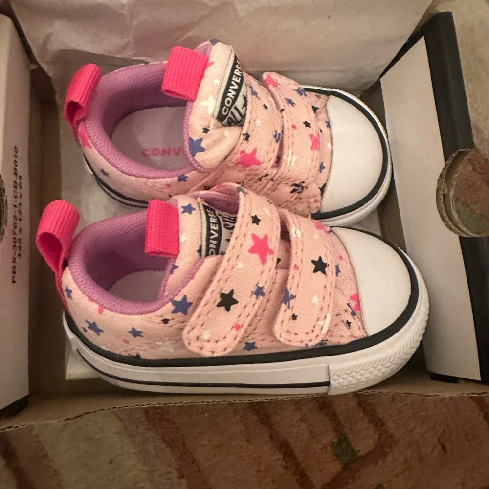 Brand New Converse Kids' Pink and Blue Star Sneakers - Picture 3 of 7